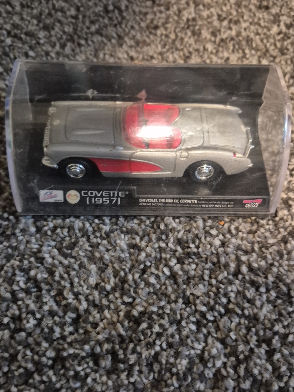 Die-Cast Corvette 1957 Kids Toy Car - Silver with Red Accents